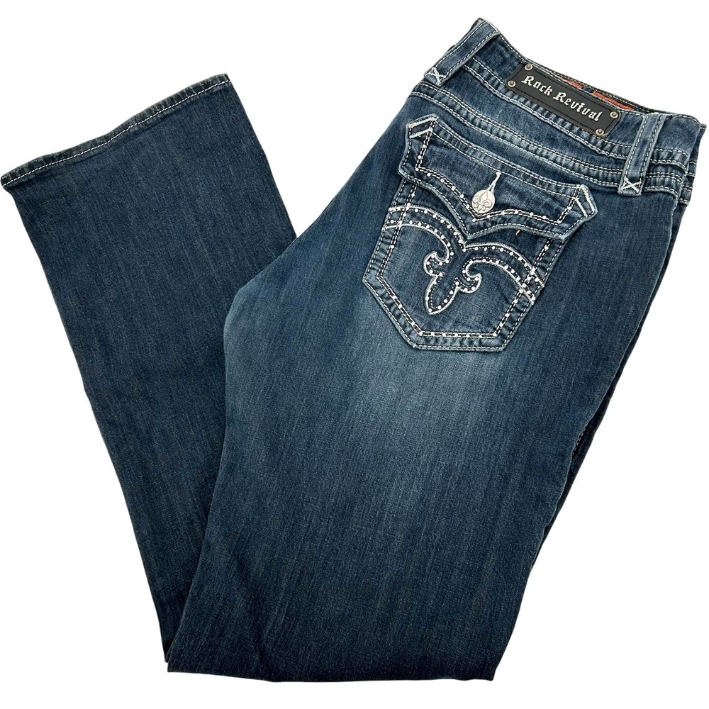 Vintage y2k Women's Rock Revival Deborah Easy Boot cut dark wash denim jeans