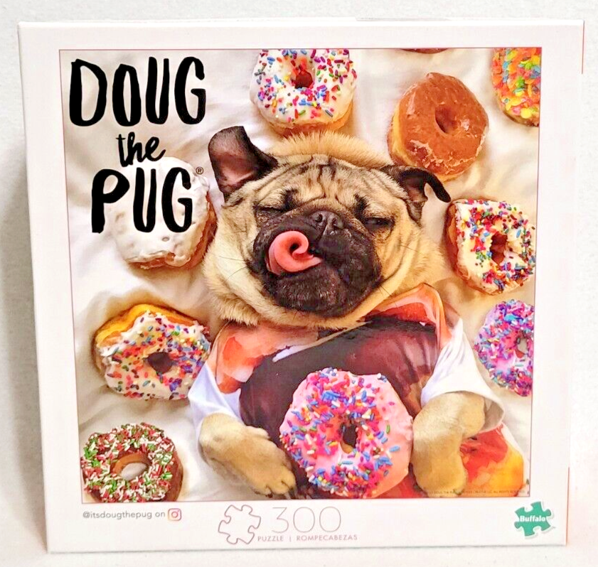 Buffalo Games Donut Doug the Pug 300 Large Piece Jigsaw Puzzle 18 x 18