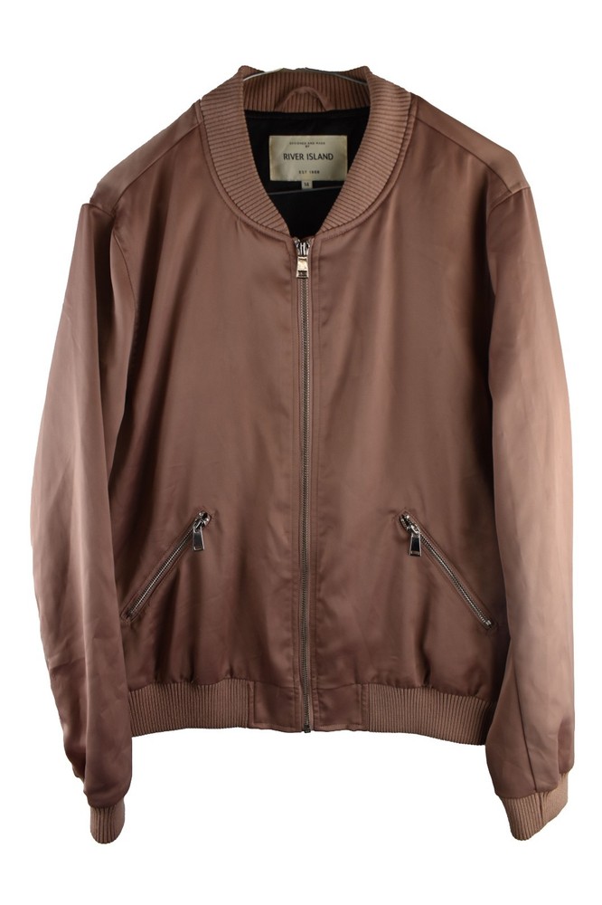 RIVER ISLAND Pink Bomber Jacket size Uk 14 Womens Windcheater Casual Outdoors