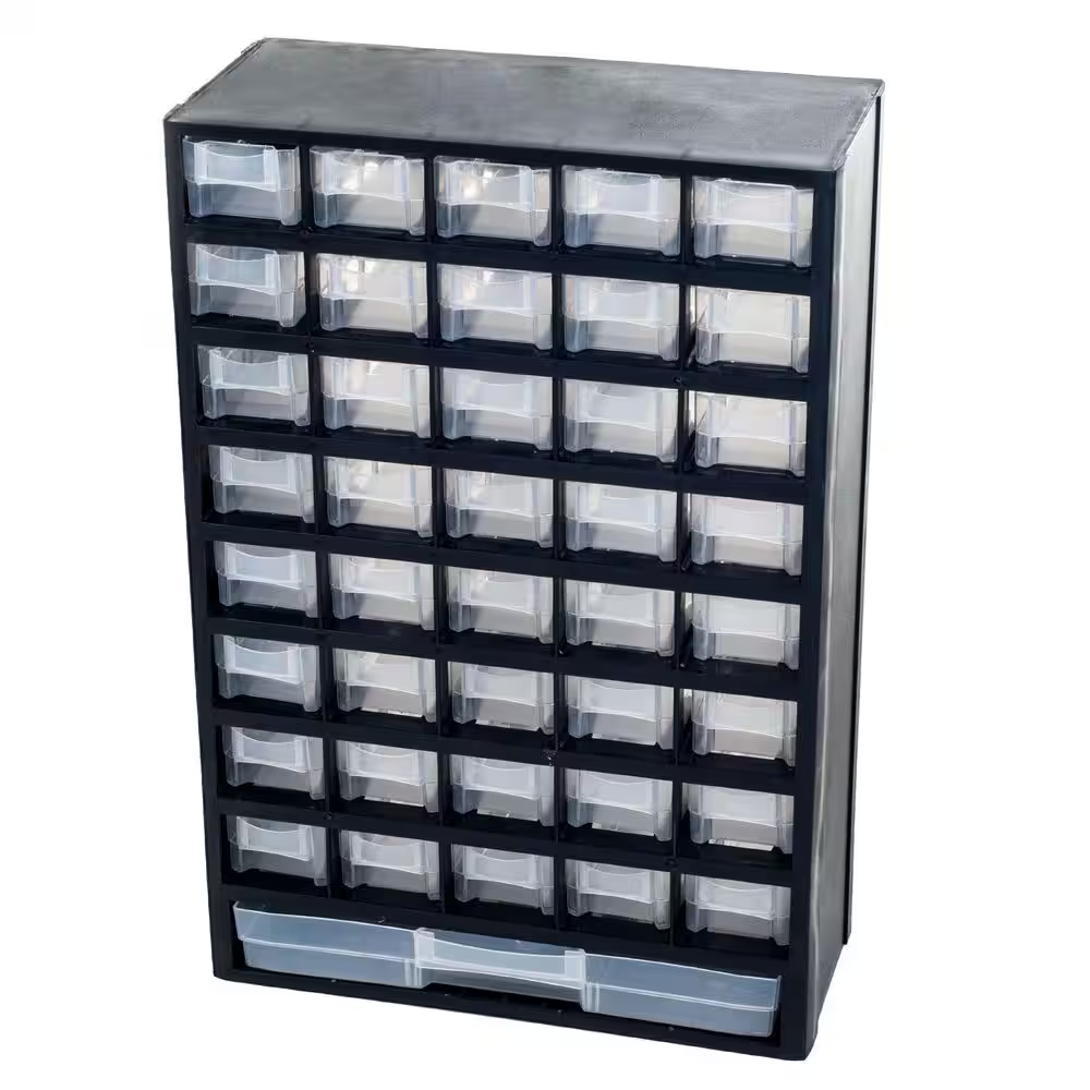 17.5 In. 41-Compartment Hardware Storage Small Parts Organizer in Black