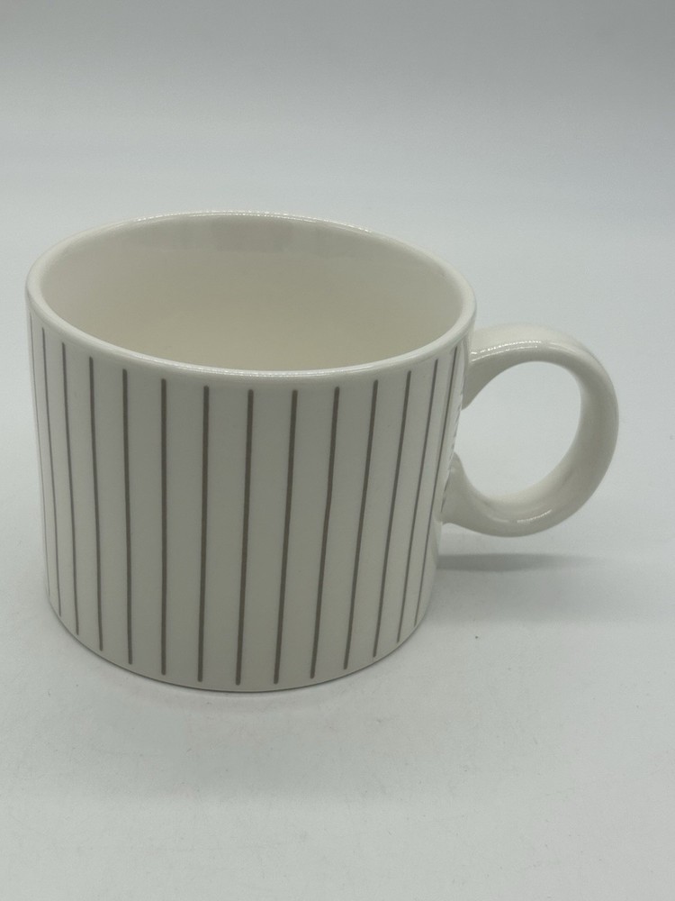 Starbucks for TEAVANA White w/ Gray Pin Stripes Ceramic 12oz Coffee Tea Mug
