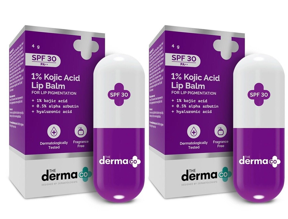 Derma Co 1% Kojic Acid Lip Balm SPF 30 for Pigmentation 2-Pack
