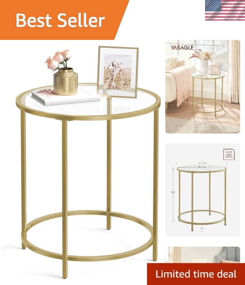 Contemporary Gold Glass Table - Perfect for Bedroom, Balcony or Living Room