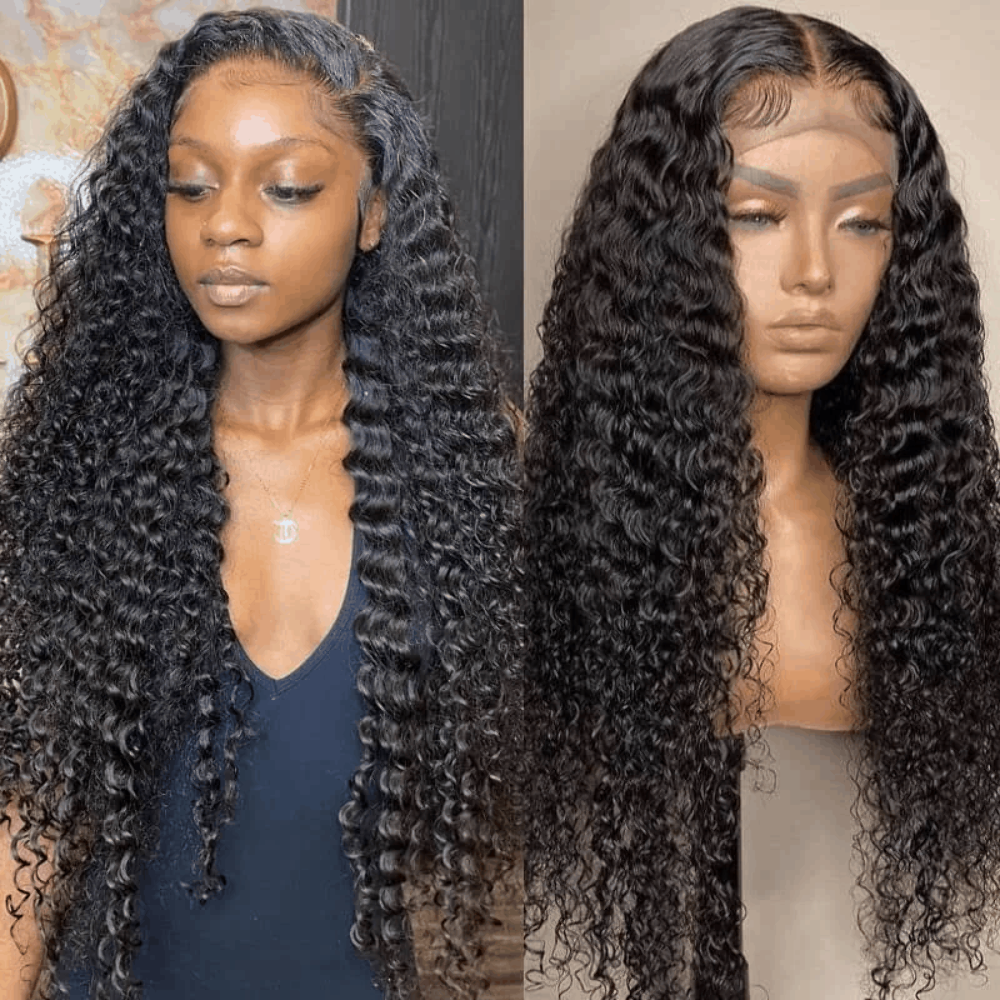 HD Lace Deep Wave 4x4 Transparent Lace Closure Wig Bouncy Human Hair