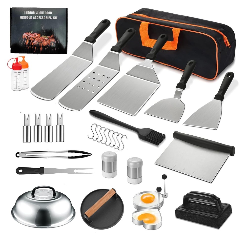 32-Piece Stainless Steel Griddle Accessories Kit for Flat Top Grills