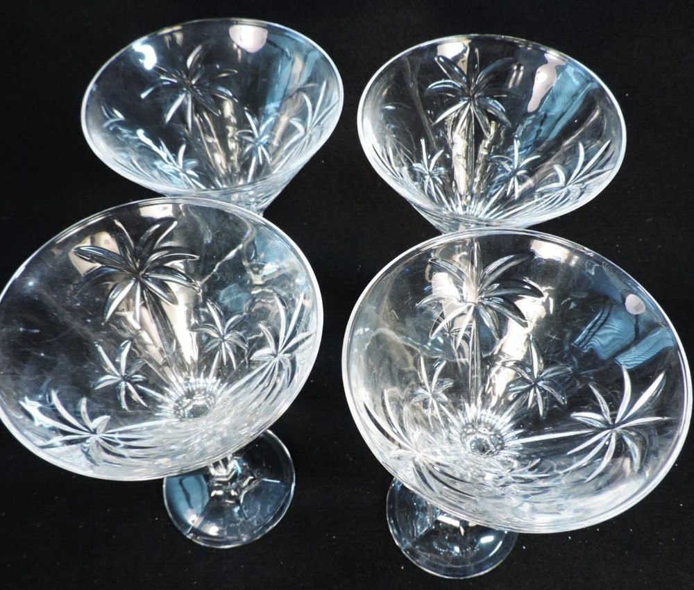 Godinger Shannon Crystal Palm Tree Martini Glasses Set of 4 in Mint
