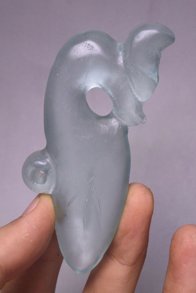 9CM Hongshan Culture Blue Crystal Fengshui Dragon Amulet Pendant