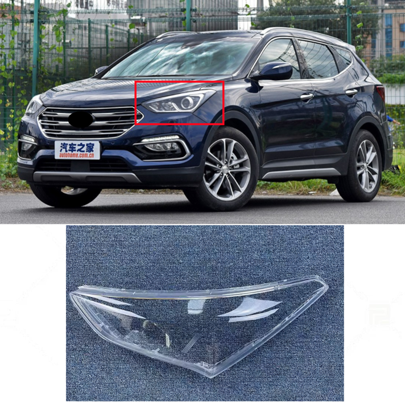 For Hyundai Santa Fe 2013-2016 LH Side Headlight Replace Lens Cover + Sealant