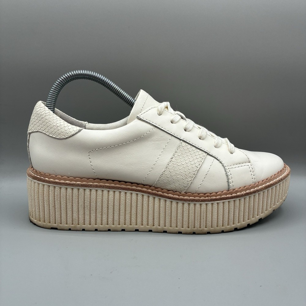 Dolce Vita Tiger Platform Sneakers Women’s 8.5 White Leather Lace Up