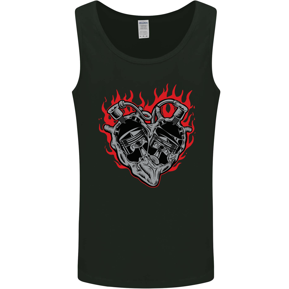 Biker Heart Motorbike Motorcycle Mens Vest Tank Top
