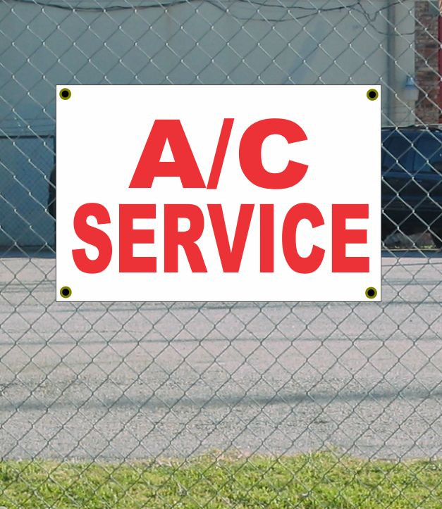 2x3 Feet Red and White A/C Service Banner Sign - Brand New, Durable, and Eye-Catching for Your Business!
