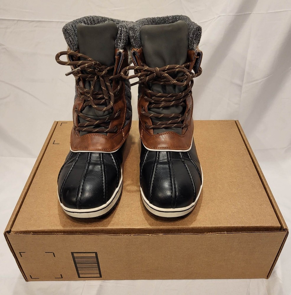 DREAM PAIRS Womens Mid Calf Waterproof Lace-Up Winter Snow Boots Size 9 for Cozy Cold Weather Comfort