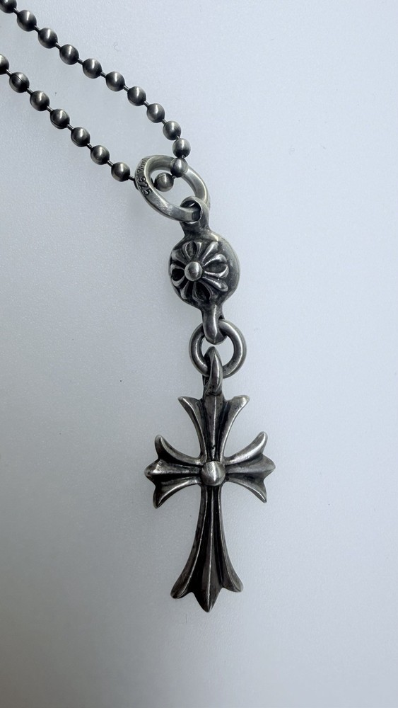 100%  Authentic Chrome Hearts Tiny CROSS Pendant Necklace With Chain 925 Silver