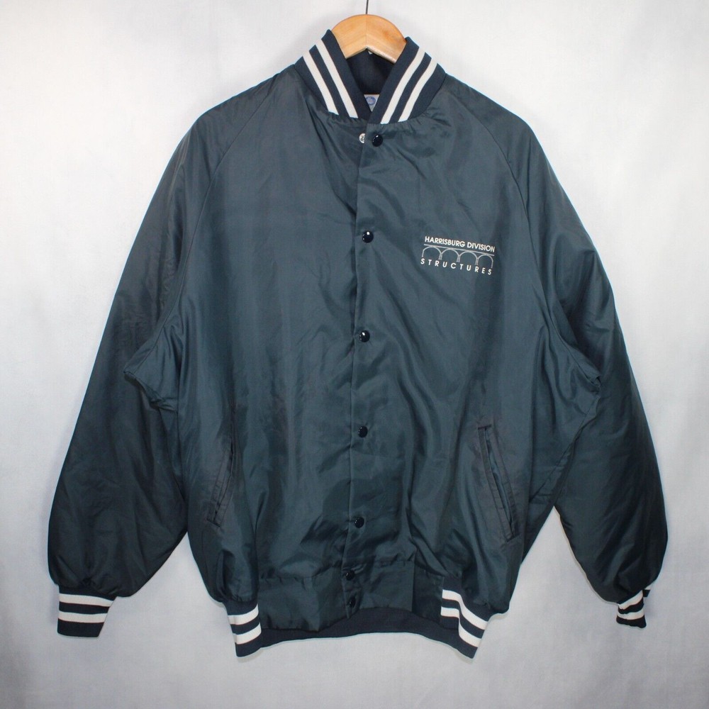 Windjammer Varsity Jacket Mens 2XL Blue Fleece Lined 90s Retro Baseball USA Made  
