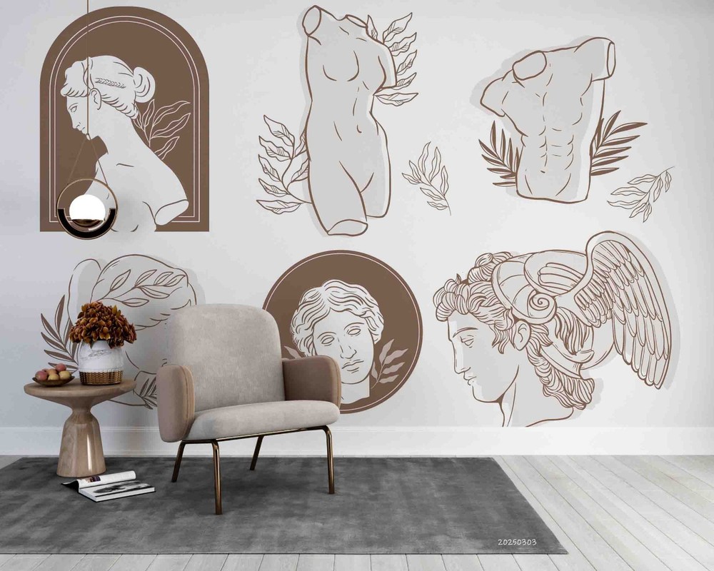 3D Hand Drawn Greece Statue Wall Murals Wallpaper Murals Wall Sticker 3