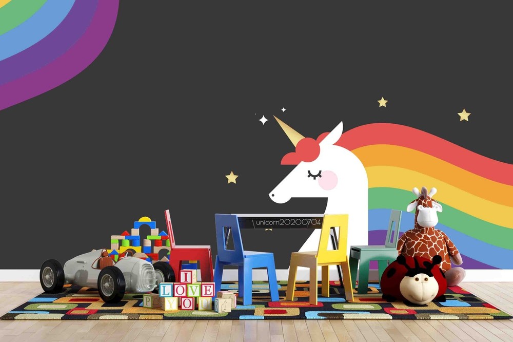 3D Unicorns Rainbow Illustration Wall Murals Wallpaper Murals Wall Sticker 12