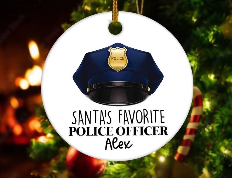 Personalized Police Ornament, Policeman Ornaments, Police Officer Christmas O...