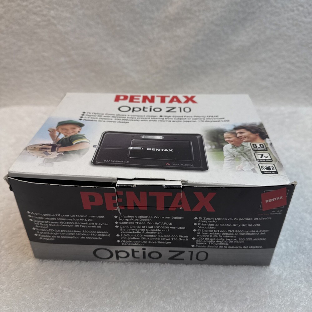 Pentax Optio Z10 8MP Black Digital Camera with 7x Optical Zoom
