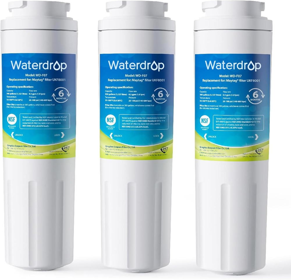 EDR4RXD1 Everydrop Filter 4 Whirlpool UKF8001 4396395 Maytag UKF8001AXX, 3 PK