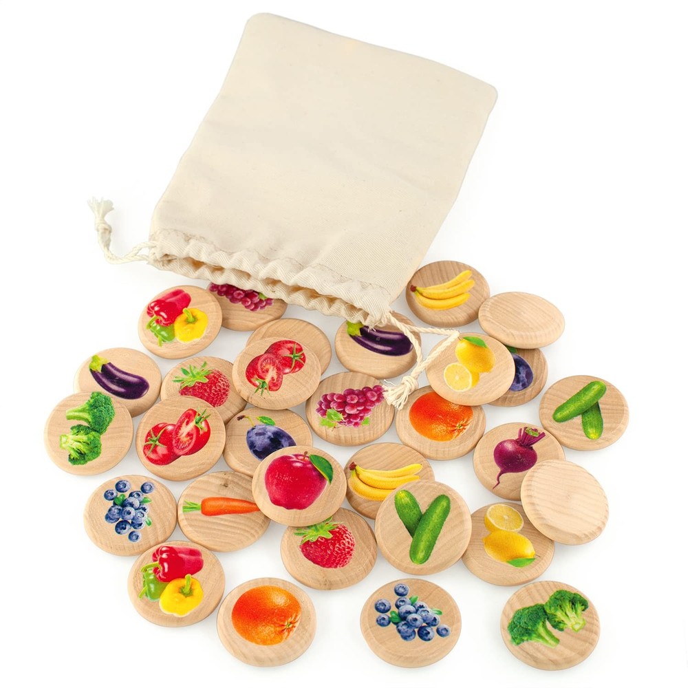 Fruits and Vegetables Matching Memory Game for Toddlers Age 3 + Year Old Pres...
