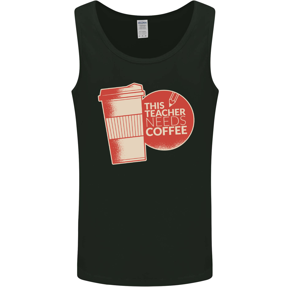 This Teacher Needs Coffee Funny Teaching Mens Vest Tank Top
