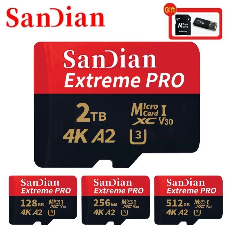 128GB to 2TB SD CARD SanDian Micro TF SD Card Class 10 A2 High Speed Memory Card