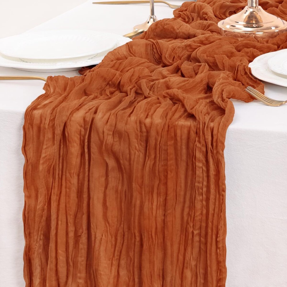 Fall Table Runner Thanksgiving Cheesecloth 10ft, Terracotta