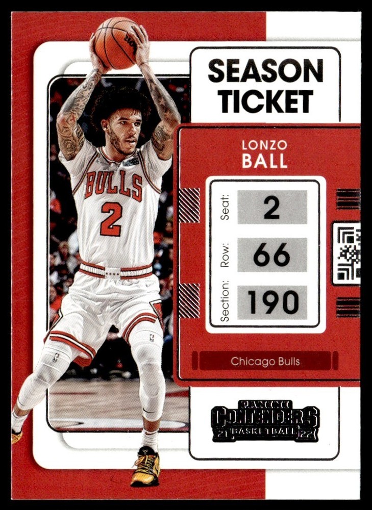 2021-22 Panini Contenders Game Ticket Lonzo Ball Chicago Bulls #36 NBA Card  
