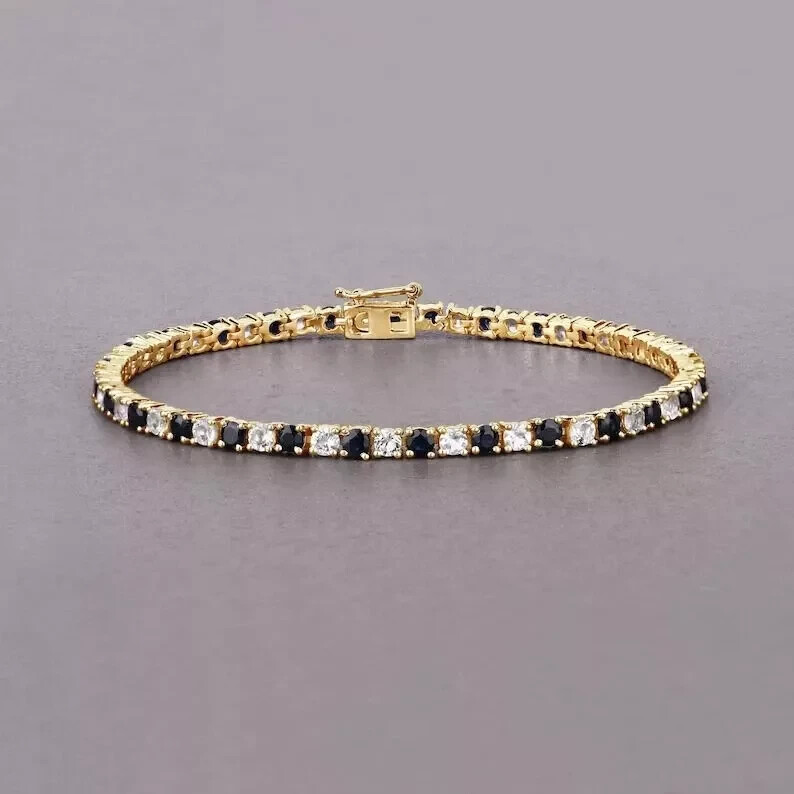 8Ct Round Lab-Created Diamond Women's Wedding Bracelet 14K Yellow Gold Plated