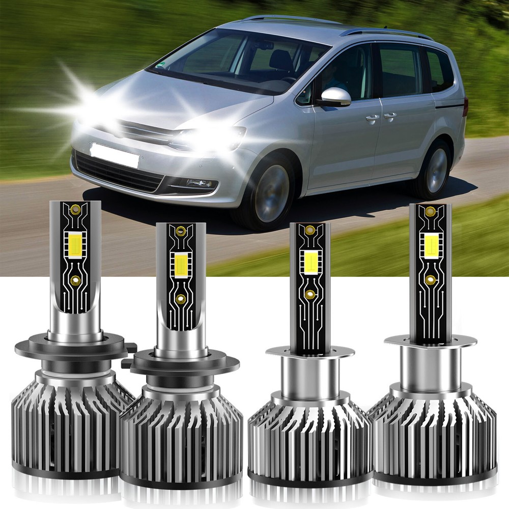 For Sharan 2005-2007 H1 H7 LED Headlight High Low Beam Bulbs Kit 6500K 26000LM