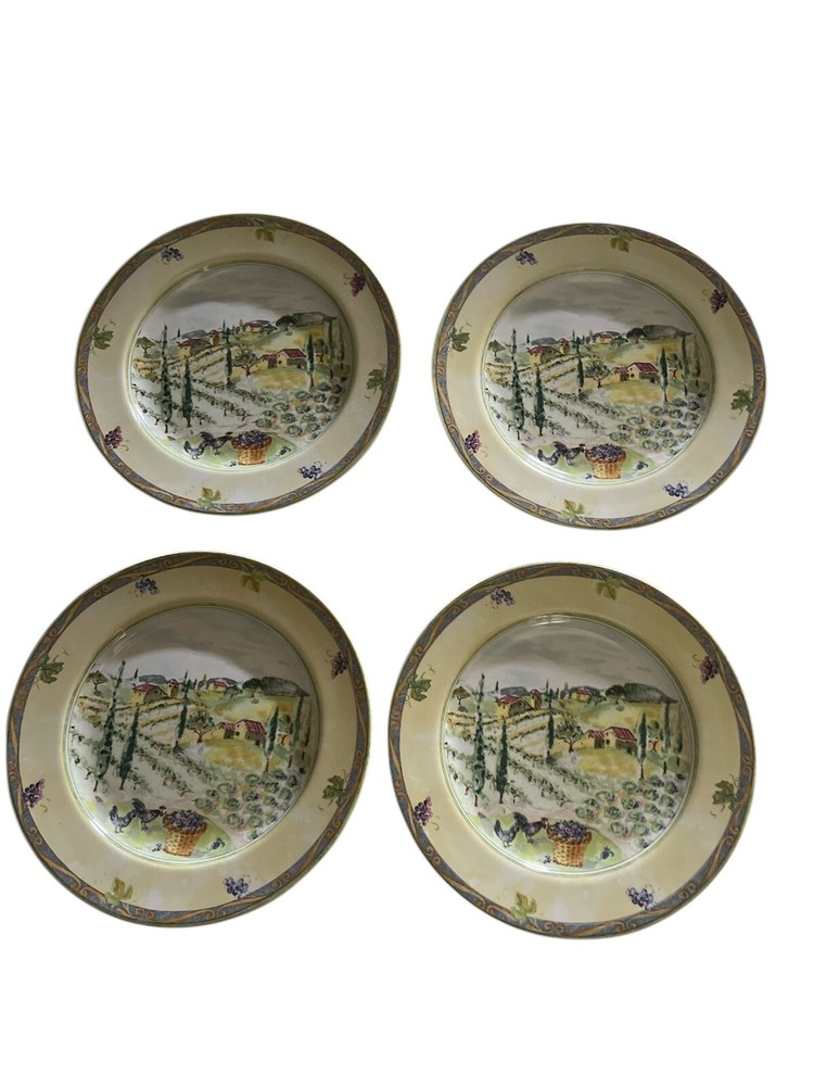 Set (4) PTS International Interiors TUSCAN COUNTRY Stoneware 8” SALAD PLATES