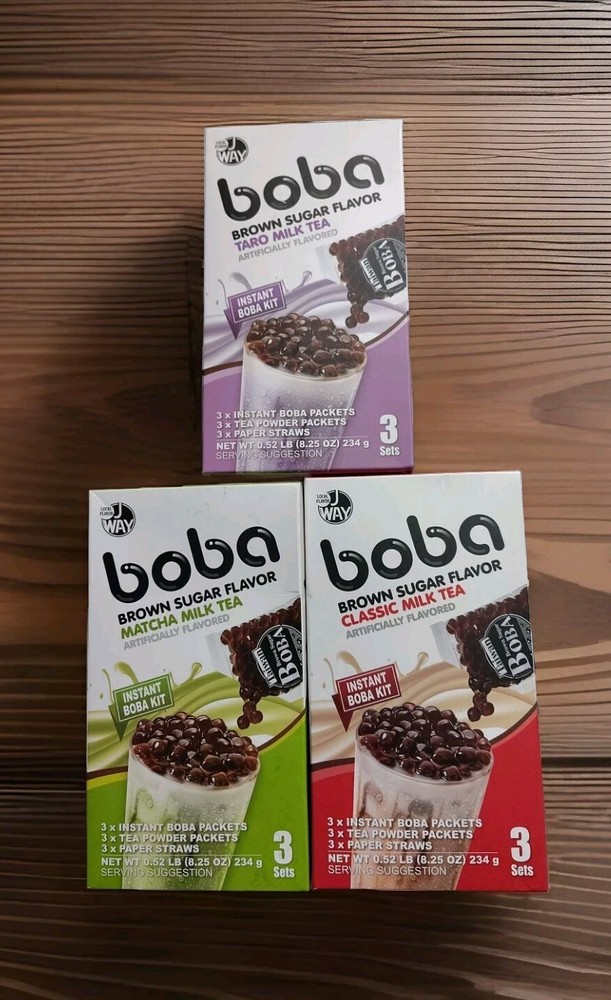 J Way Instant Boba Milk Tea Set Bubble Tea Kit Variety Pack 9 Drinks Delicious