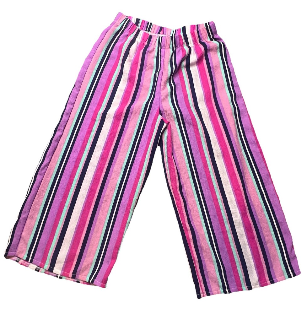 RMLA Pink And White Little Girls Wide Leg Trousers Size 10 Capri Pants