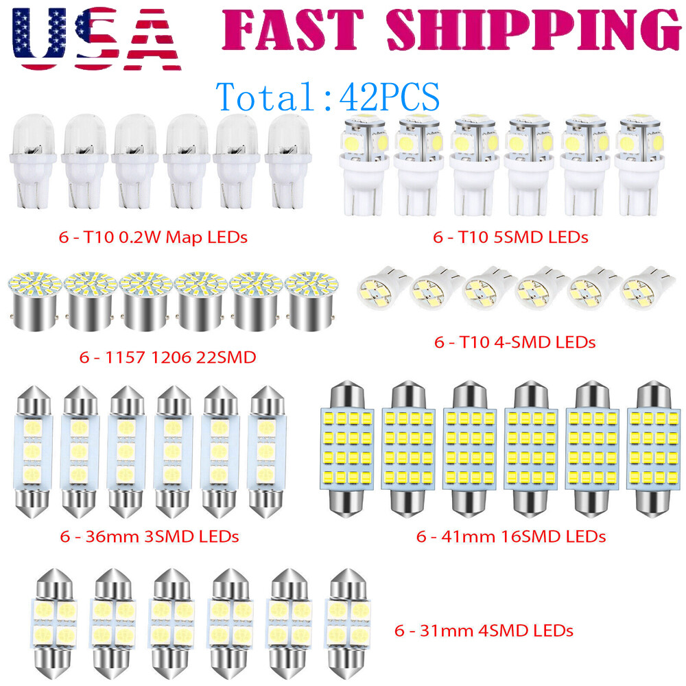 6000K Auto Car LED 12V License Plate Light Map,Dome, Door Trunk Bulbs Interior