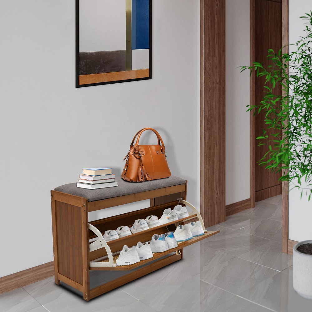 Entryway Shoe Bench Storage Stool Organizer Cabinet Holds 220 lbs  