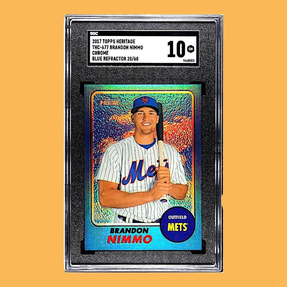 RARE 2017 Topps Heritage Brandon Nimmo Blue Chrome Refractor # /68 SGC 10 POP 2