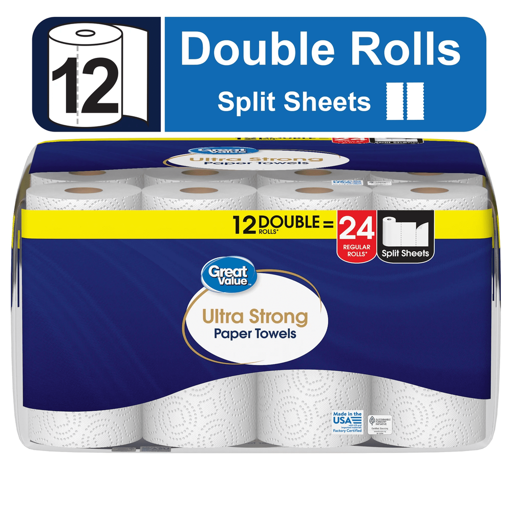 Great Value Ultra Strong Paper Towels 12 Double Rolls