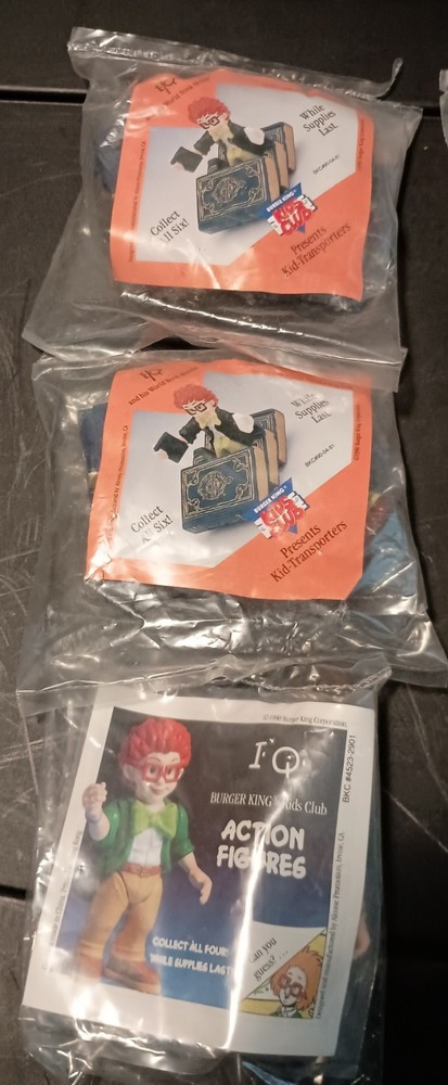 Vintage 1990 Burger King Kids Club IQ Sealed Action Figure Toy Lot 3