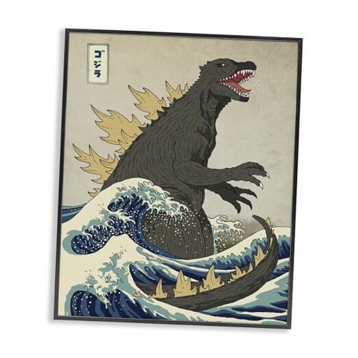 Godzilla in the Waves Eastern Poster Style 14L