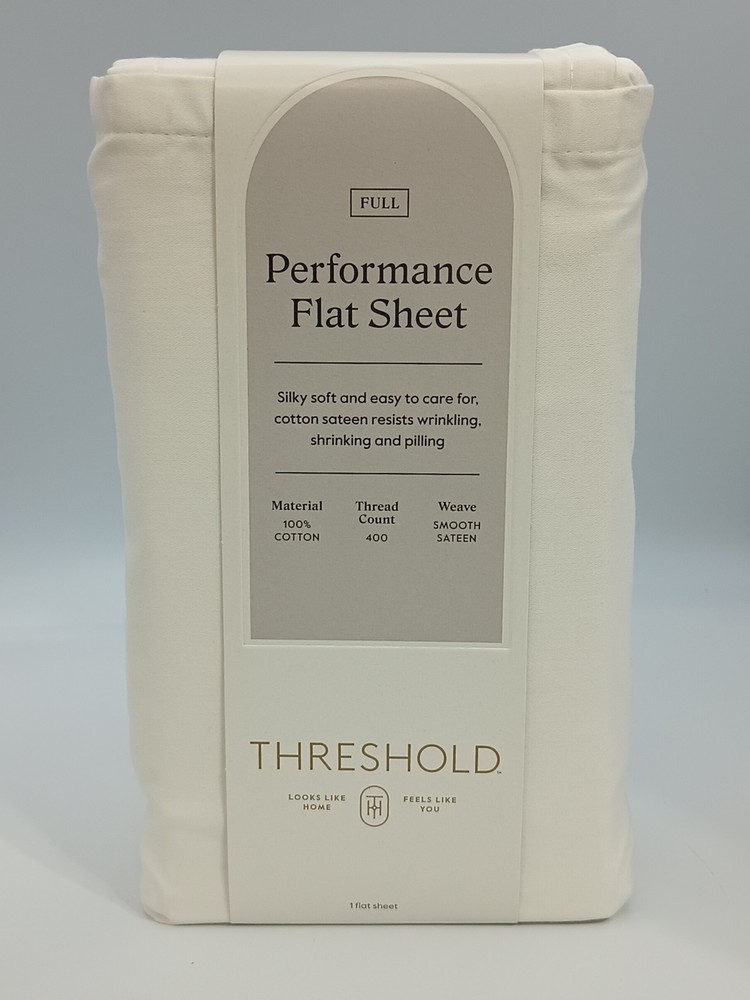 400-Thread Count Cotton Flat Sheet in Soft Sour Cream - Threshold Performance-image