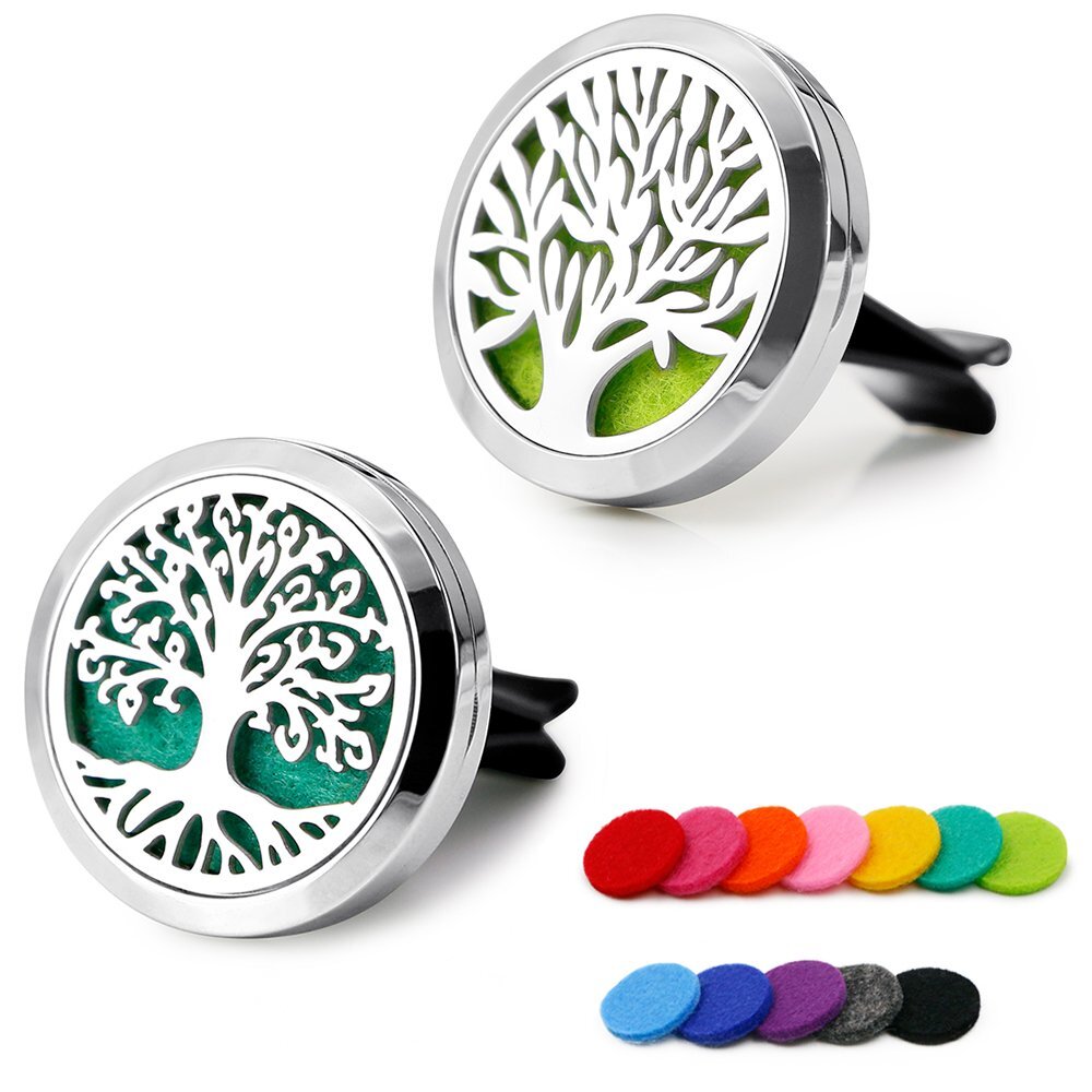 2pcs 30mm Stainless Steel Car Aromatherapy Oil Diffuser Locket with Chain