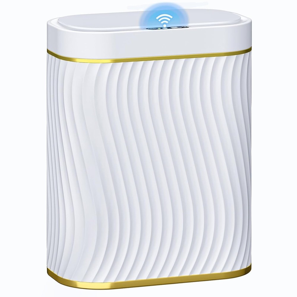 steo spce Bathroom Small Trash Can with Automatic Touchless Lid, Gold White