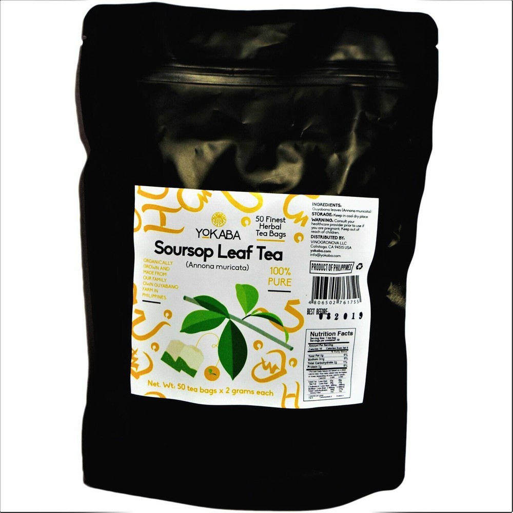 Soursop Graviola Pure Leaf Tea  by YOKABA - 50 TEA BAGS - Annona Muricata