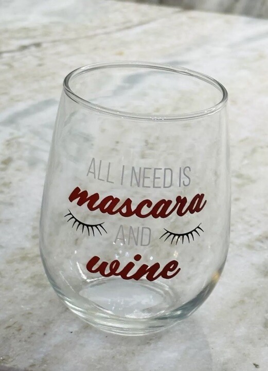 Cristal Wine Bear Glass All What I Need Is Mascara And Wine 17 Oz Inspirational