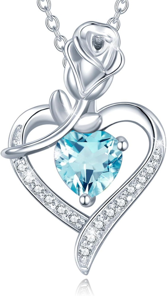 Valentines Day Gifts Rosy Reverie Birthstone Necklace for Women Sterling Silver