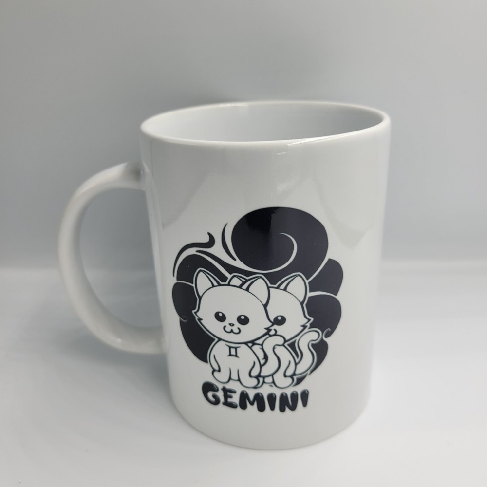 Gemini Zodiac Cat Mug Astrology Birthday Gift White Ceramic Mug 15oz