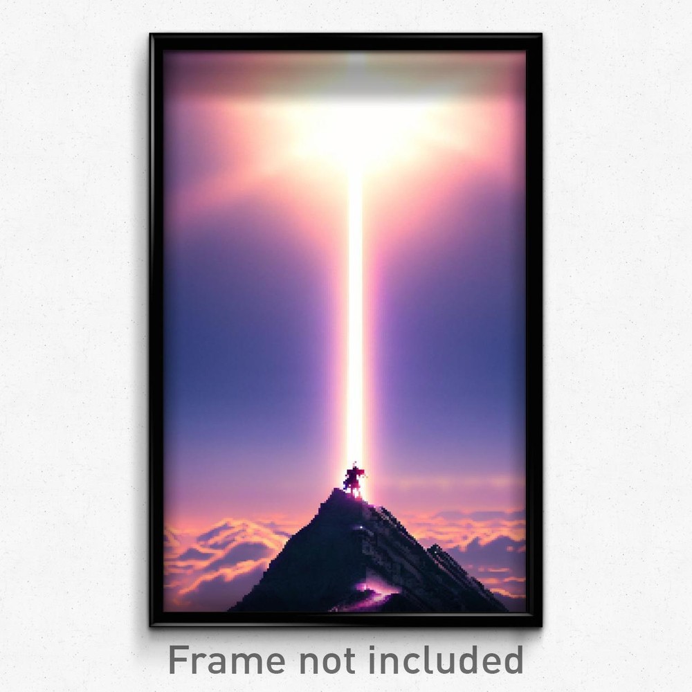 Pixel Art Poster - Heavenly Summit (8 Bit Psychedelic Trippy Video Game Print)