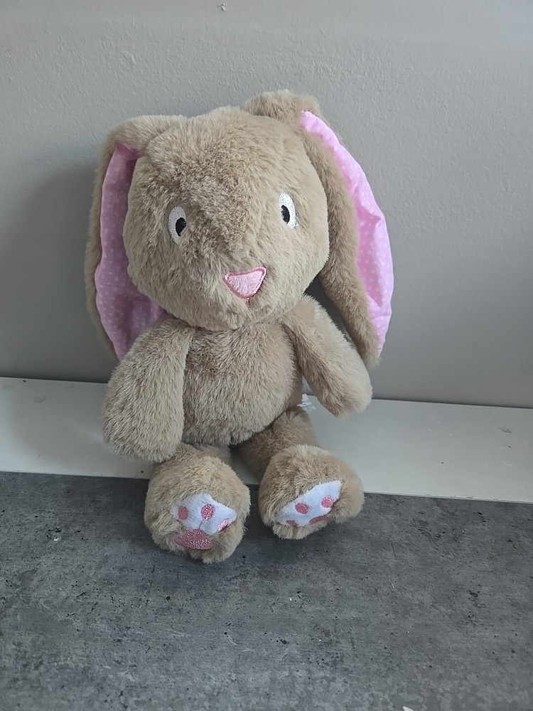Make Believe Ideas Bunny Plush Stuffed Toy Tan Animal Rabbit Pink Polka Dot Ears