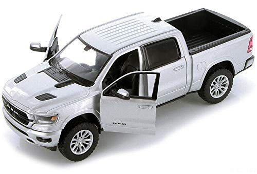 2019 RAM 1500 Laramie Crew Cab Pickup Truck Silver 1/24 Diecast Model Car by ...