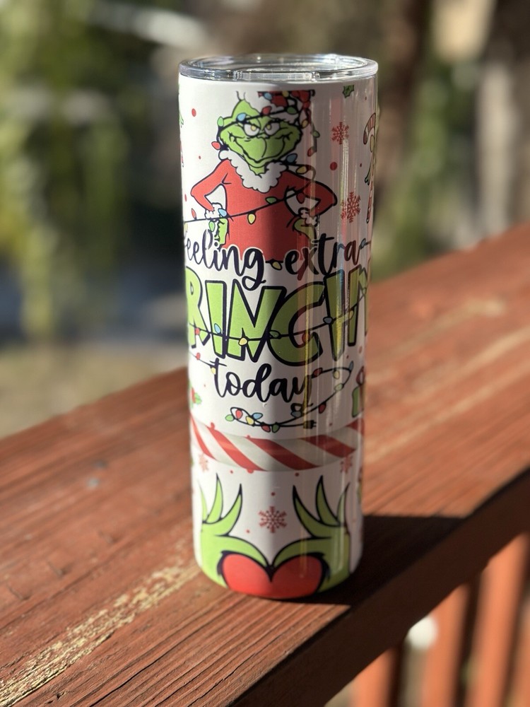 Grinch Christmas 20oz Tumbler Cup Holiday Travel Drinkware for Decor